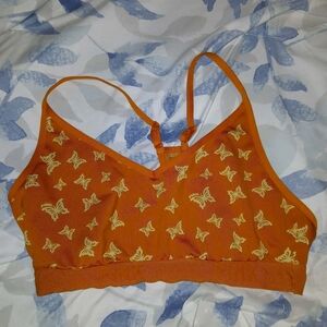 Butterfly Print Orange Bra